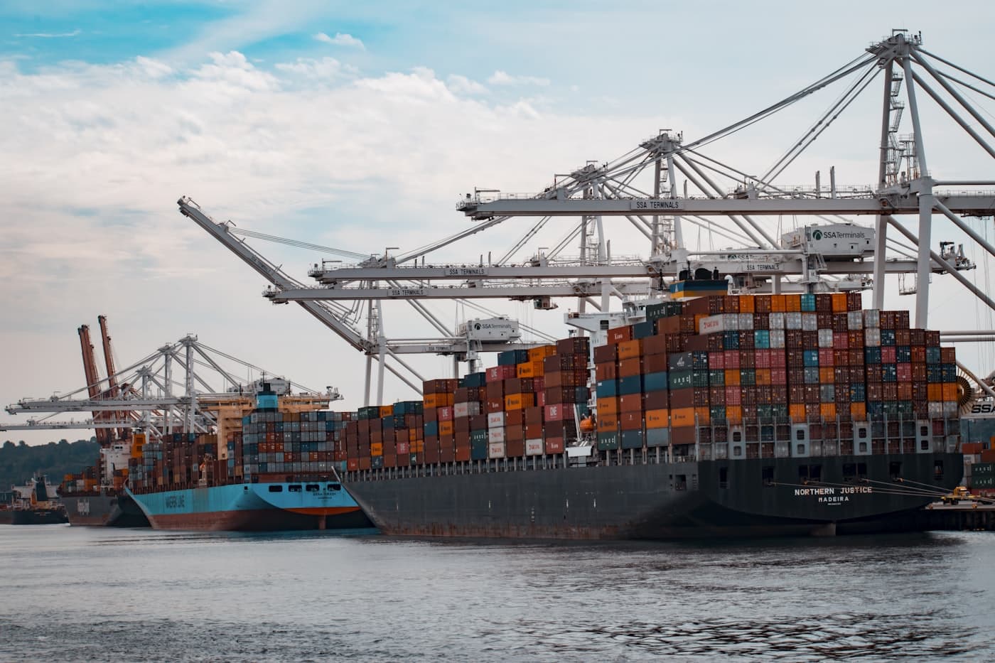 Cargo vessel loaded with shipping containers